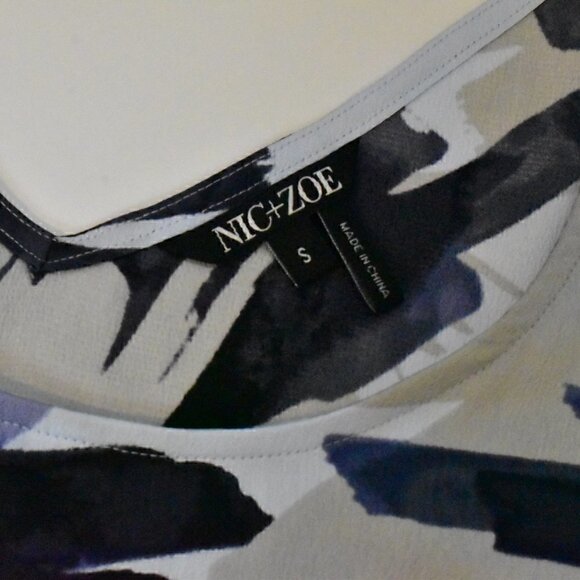 Nic + Zoe Multi Blue Print Tank Blouse Top Size S - Picture 3 of 7